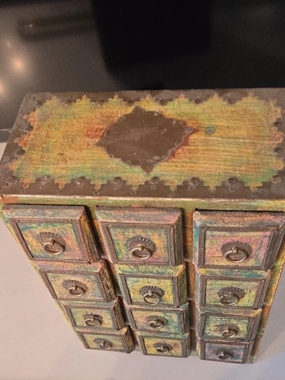 Pier 1 Multicolor Distressed Mini Apothecary Drawer Chest